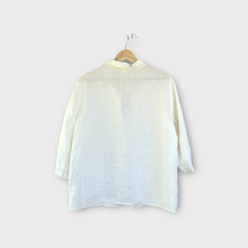 Lintico 100% Linen Peter Pan Collar 3/4 Sleeve Shirt ASTRID - Picture 2 of 6